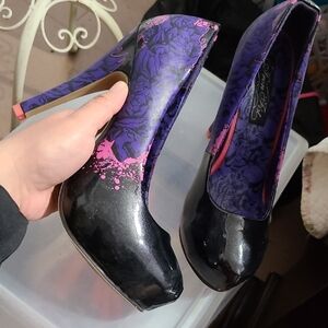 Stylish Black and Purple Women's Heels